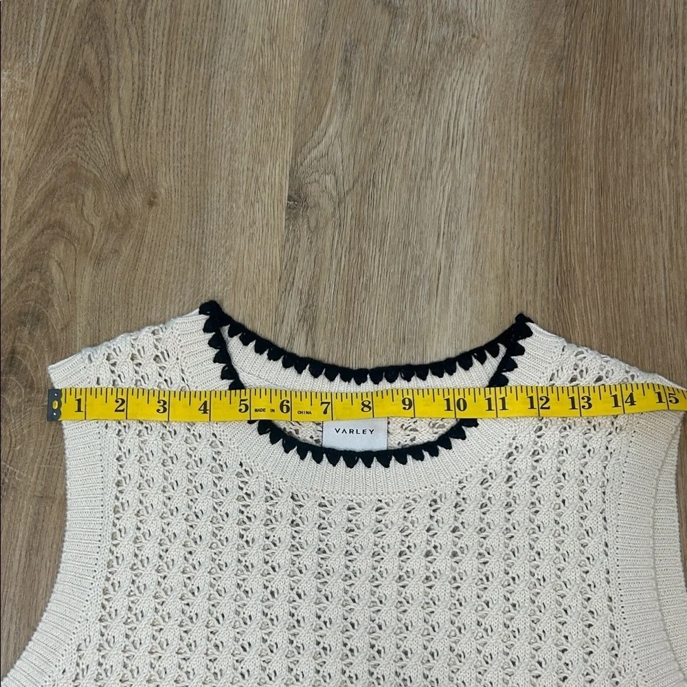 Varley Delaney Cream and Black Open Stitch Sweater Vest - Picture 10 of 12